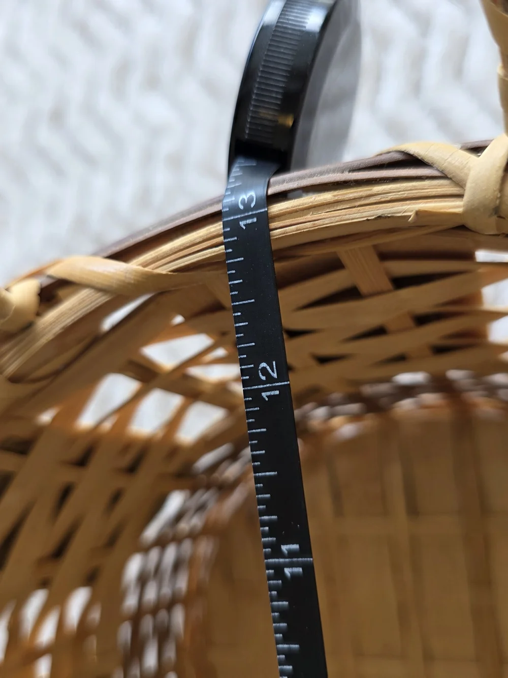 Handwoven Natural Brown Wicker Basket with Leaf Design